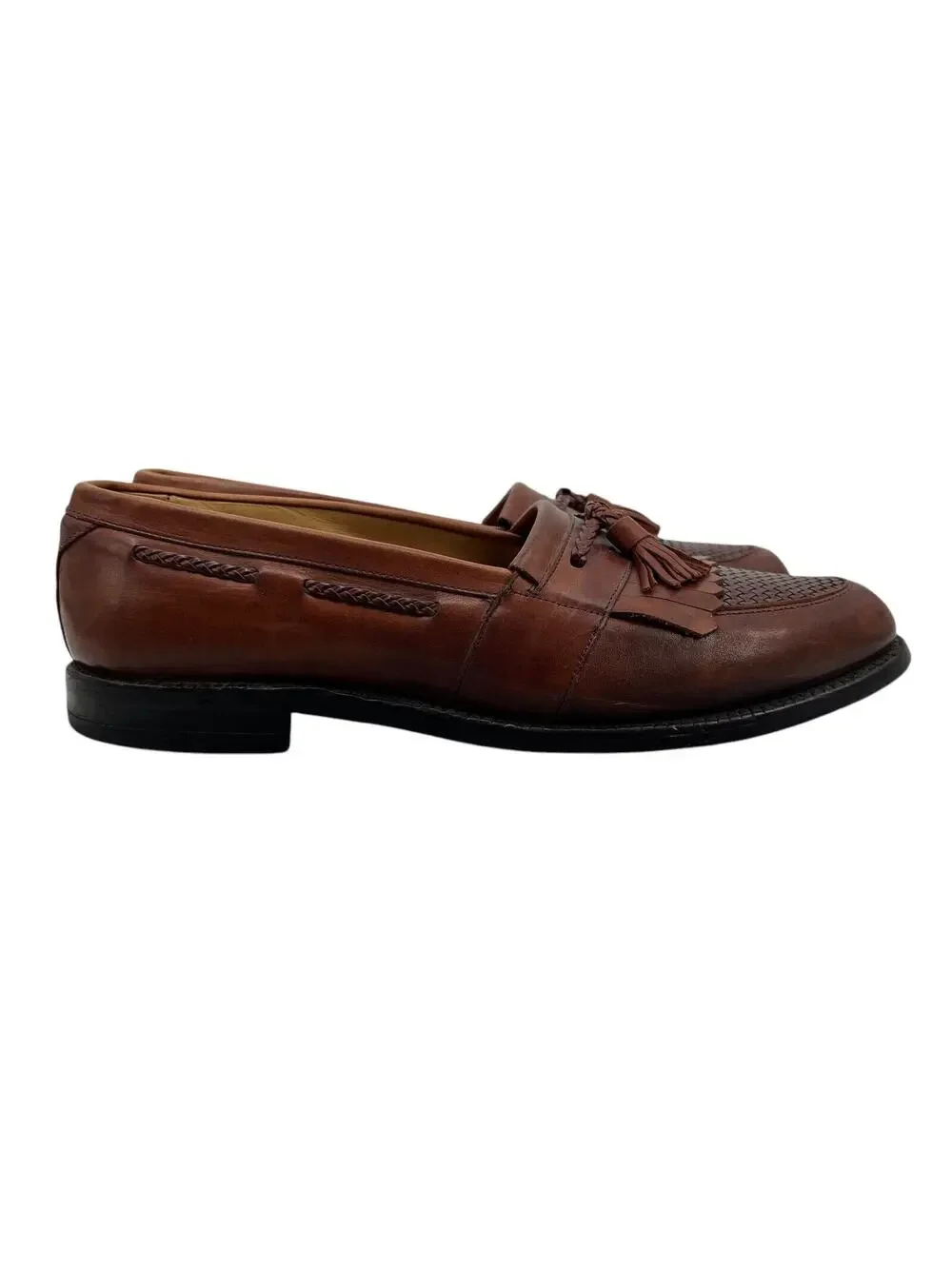 Allen Edmonds Mens 11A Narrow Shoe Brown Cody Tassel Loafers Slip On Woven Dress